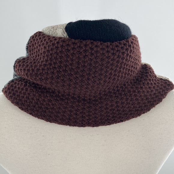 Women's Black Tan Handmade Recycled Sweater Scarf with Vintage Buttons 6… - Picture 5 of 5